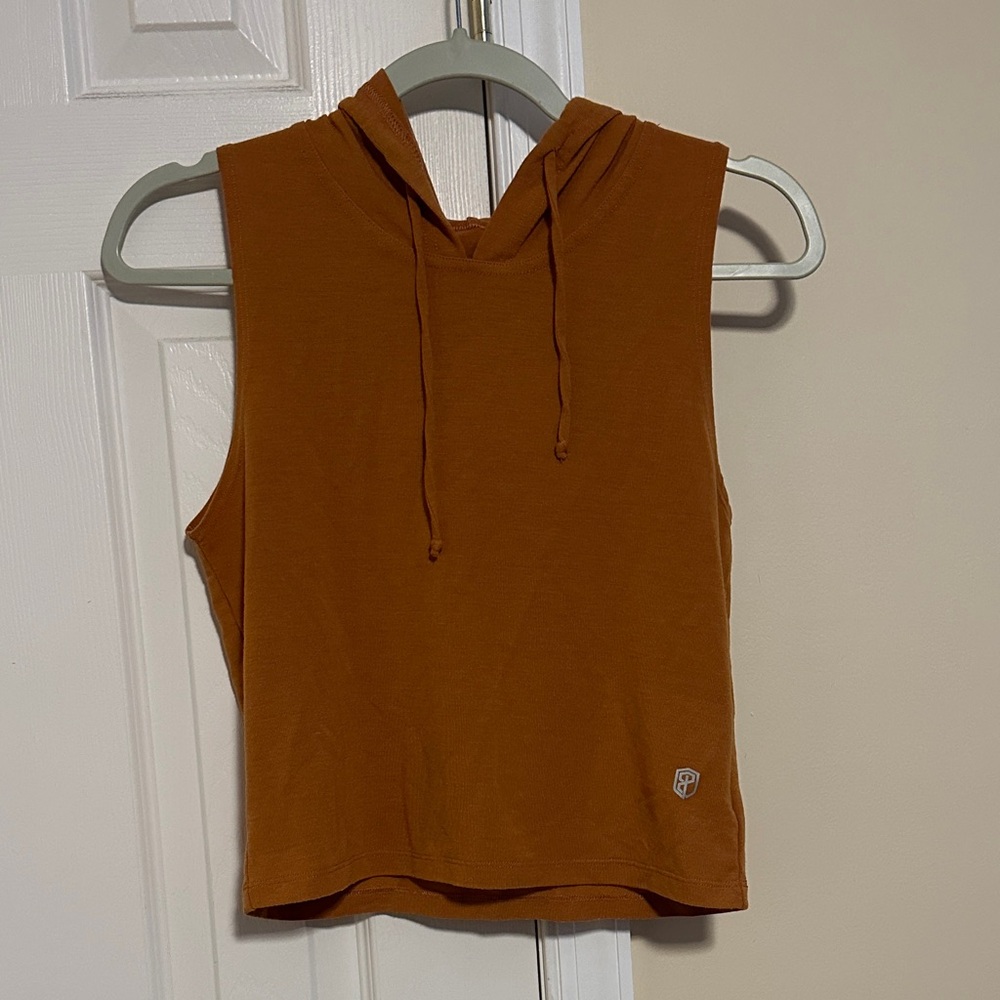 Born Primitive Crop Tank w Hood Marigold color